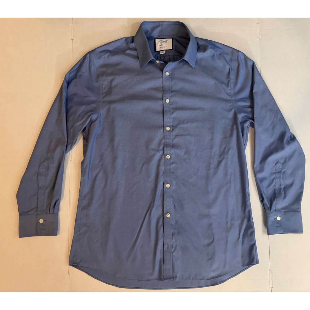 Charles Tyrwhitt Mens Blue Extra Slim Fit Non-Iron Cotton Dress Shirt 16.5/33